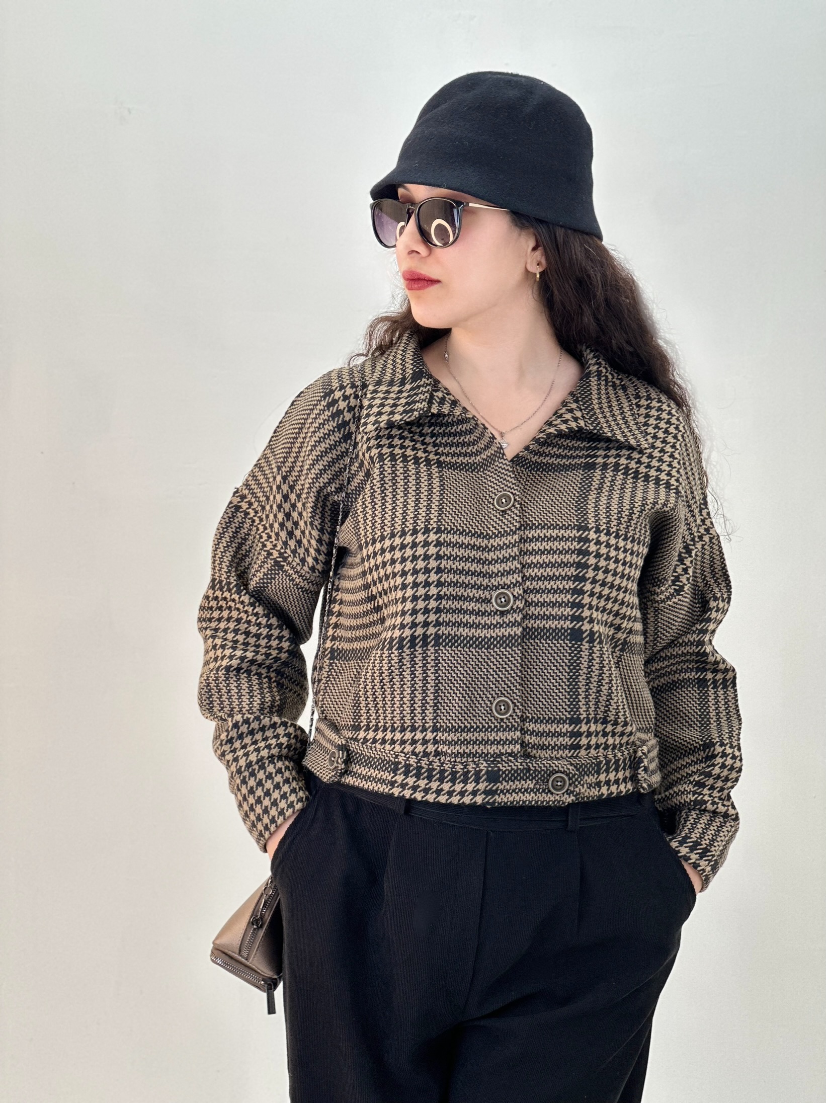 بامبرجکت زنانه هومانی مدل پاناما جنس کشمیر