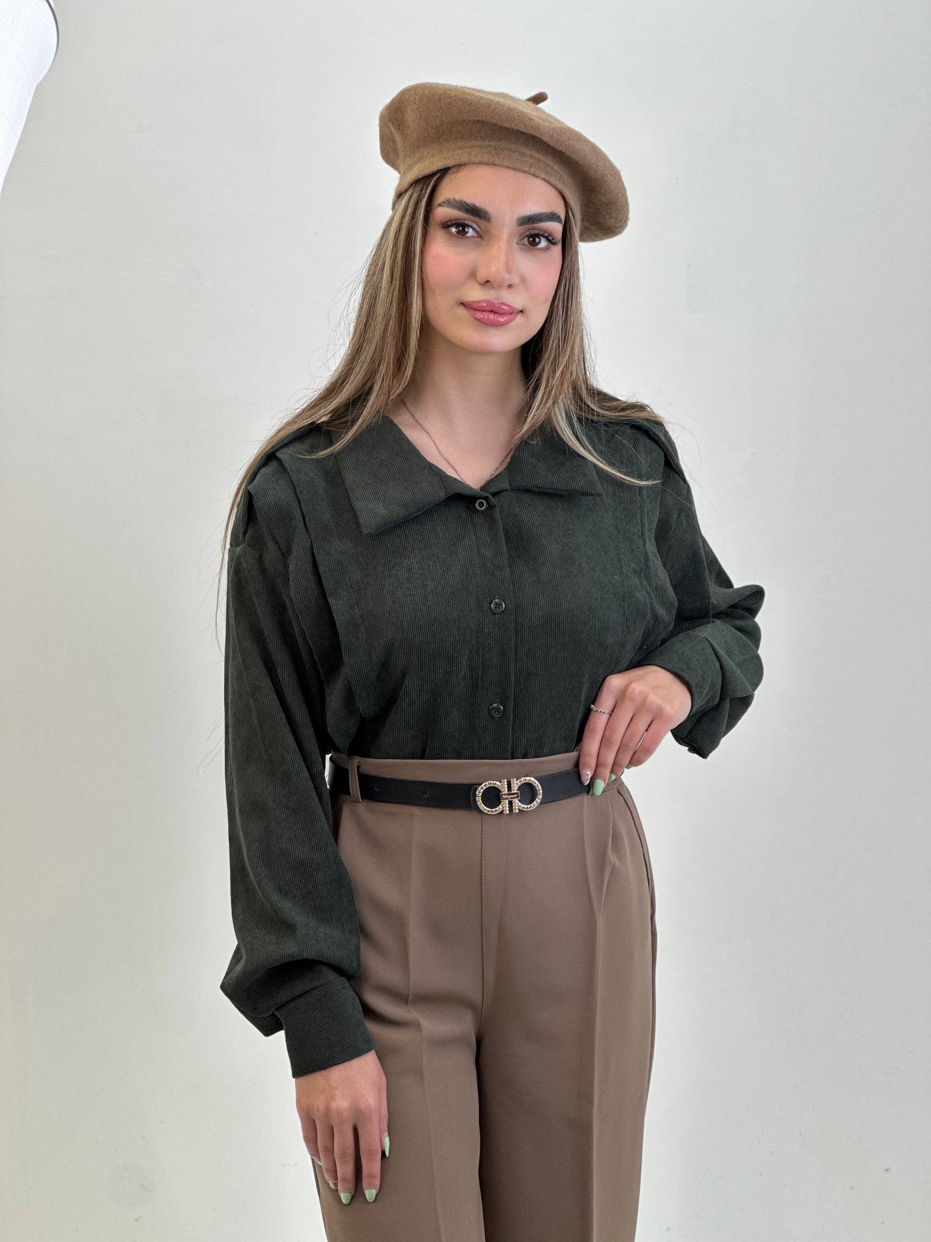 شومیز زنانه هومانی مدل اوپال جنس مخمل کبریتی مناسب سایز ۳۶ تا ۴۴