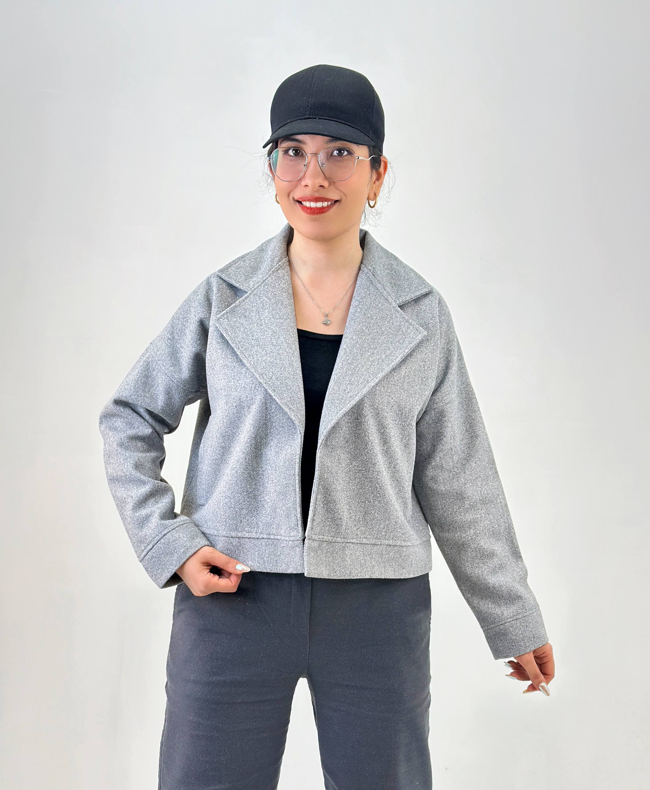 کت زنانه هومانی مدل مارشال فوتر، یقه انگلیسی و جلو باز