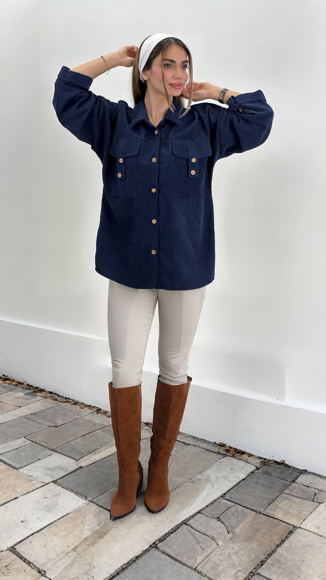 شومیز زنانه مخمل کبریتی دبل فری سایز