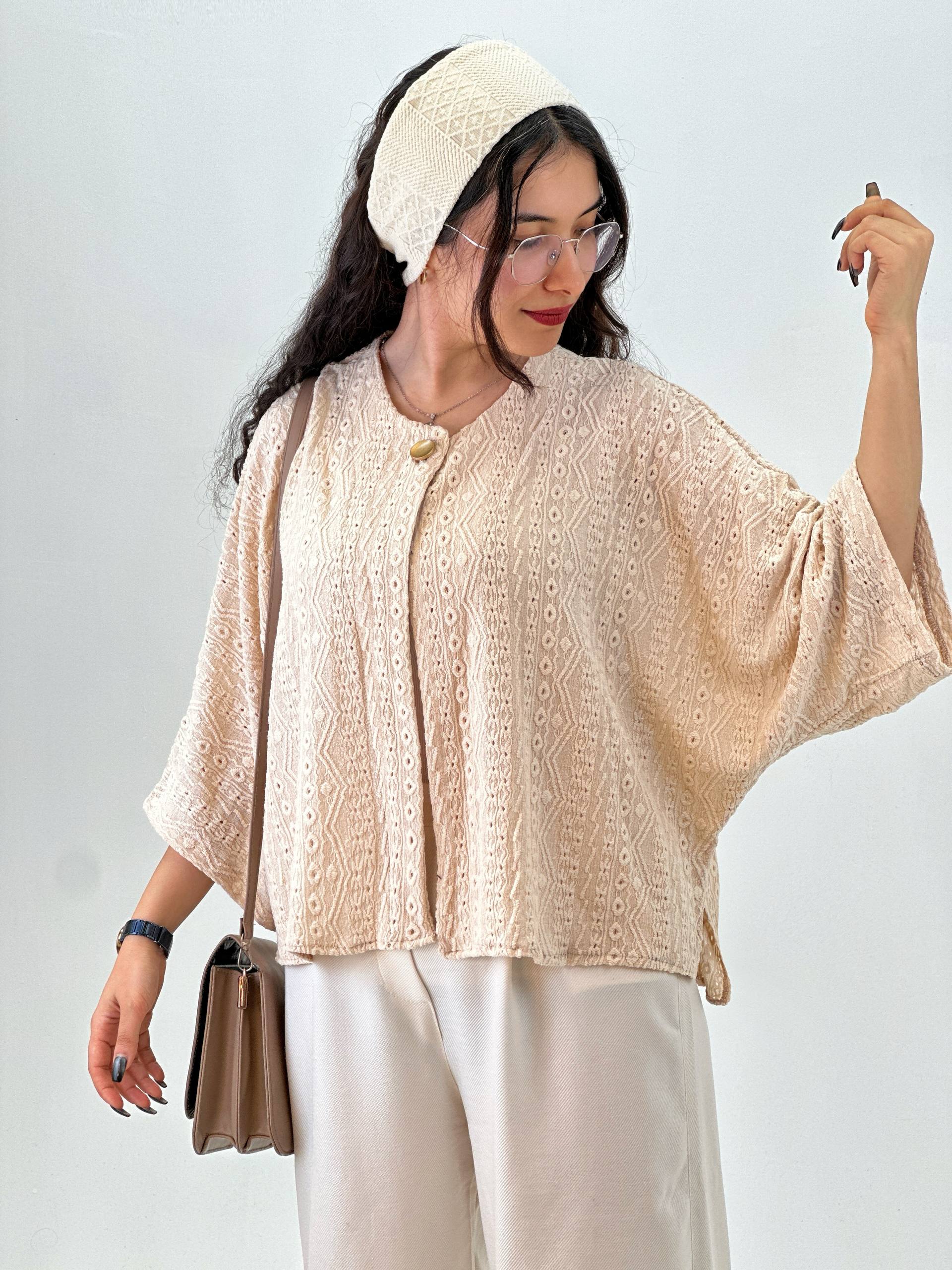 پانچ زنانه مراکشی تک‌دکمه  پارچه مراکشی فری سایز ۳۶ تا ۵۰