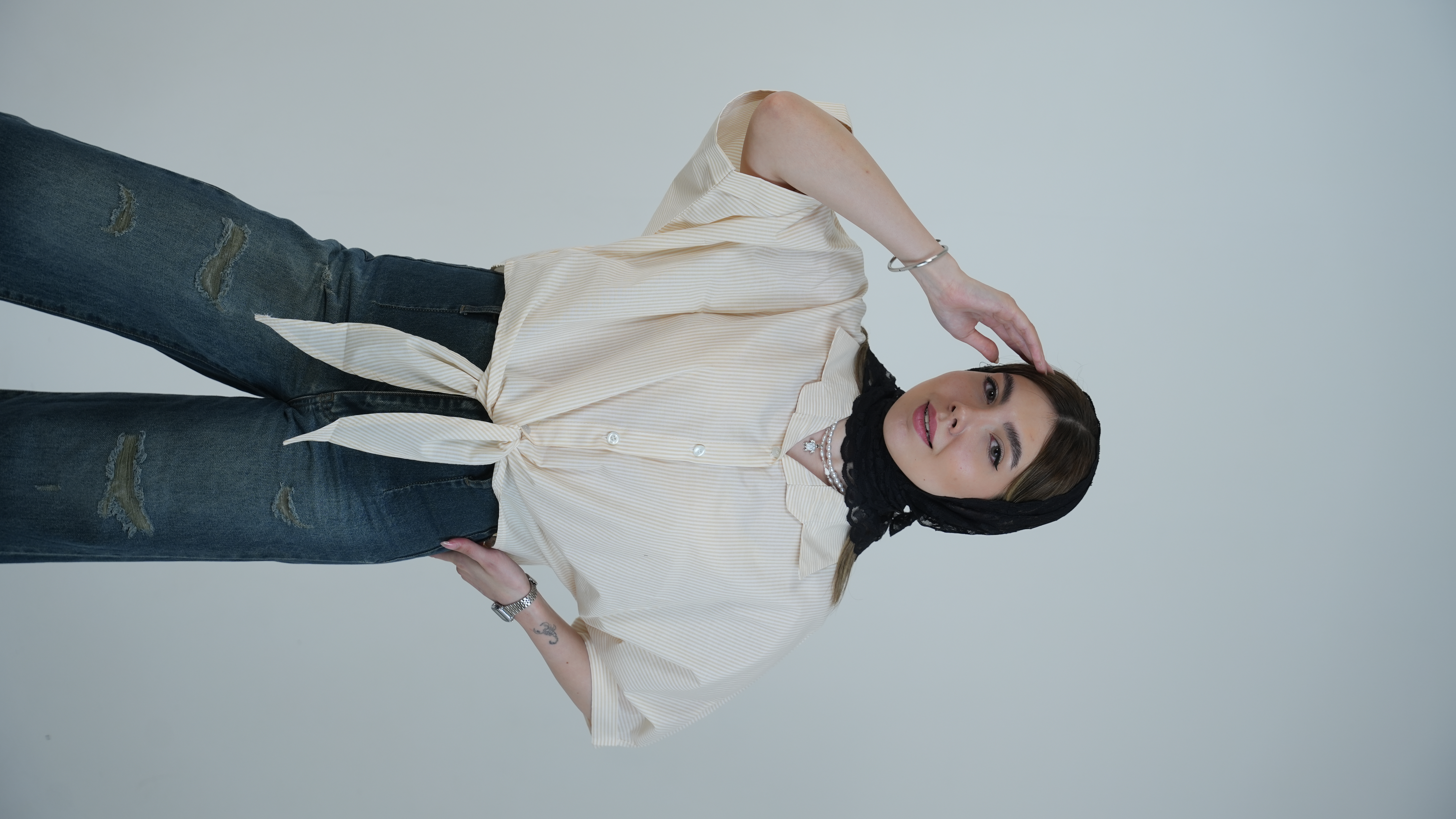 کراپ گره ای راه راه تابستانه