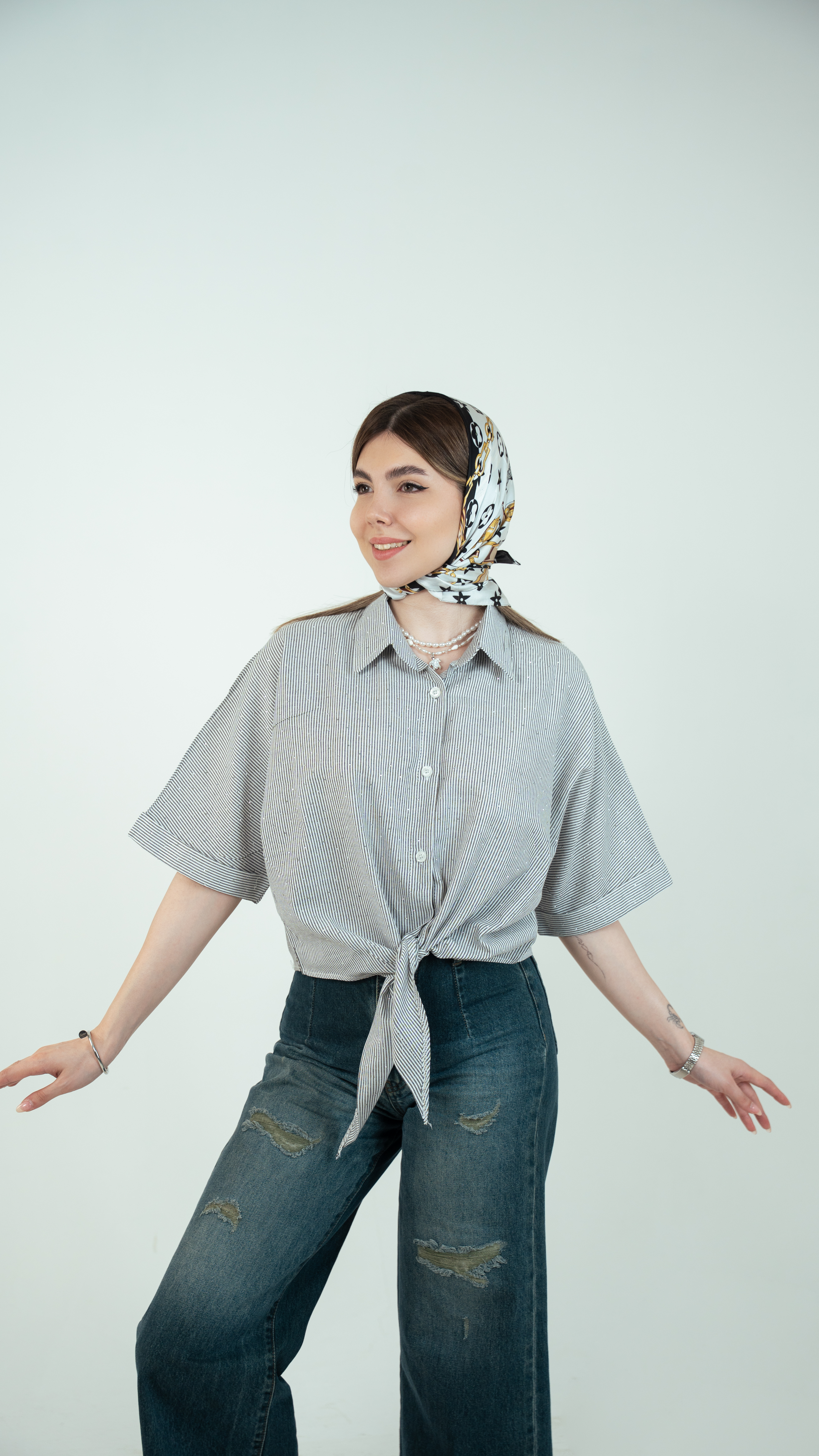 کراپ گره ای نگینی راه راه